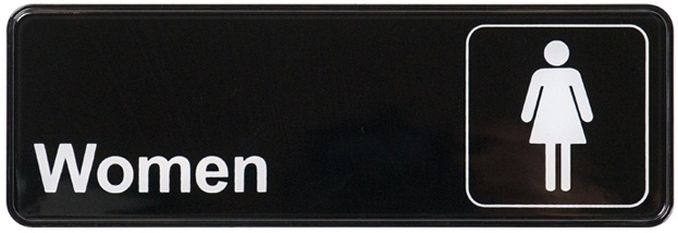 Winco Black Women Information Sign, 9 X 3 Inch -- 12 Per Case