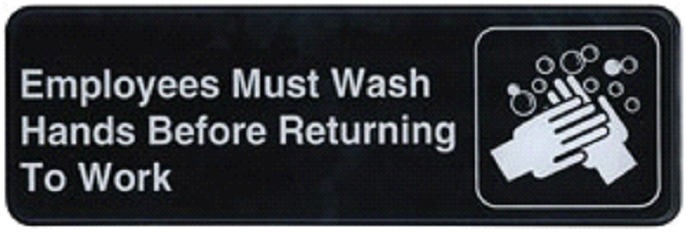 Winco Black Employees Must Wash Hands Before Returning To Work Information Sign -- 12 Per Case