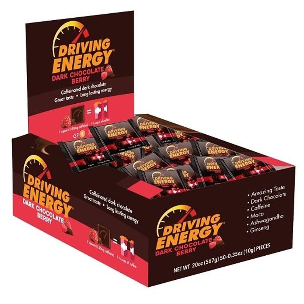 Zenevo Driving Energy Berry Dark Chocolate, 0.35 Ounce -- 500 Per Case