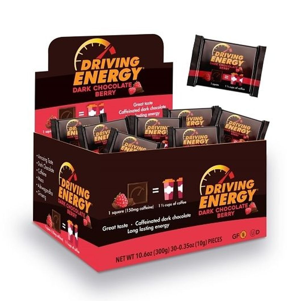 Zenevo Driving Energy Berry Dark Chocolate, 0.35 Ounce -- 600 Per Case