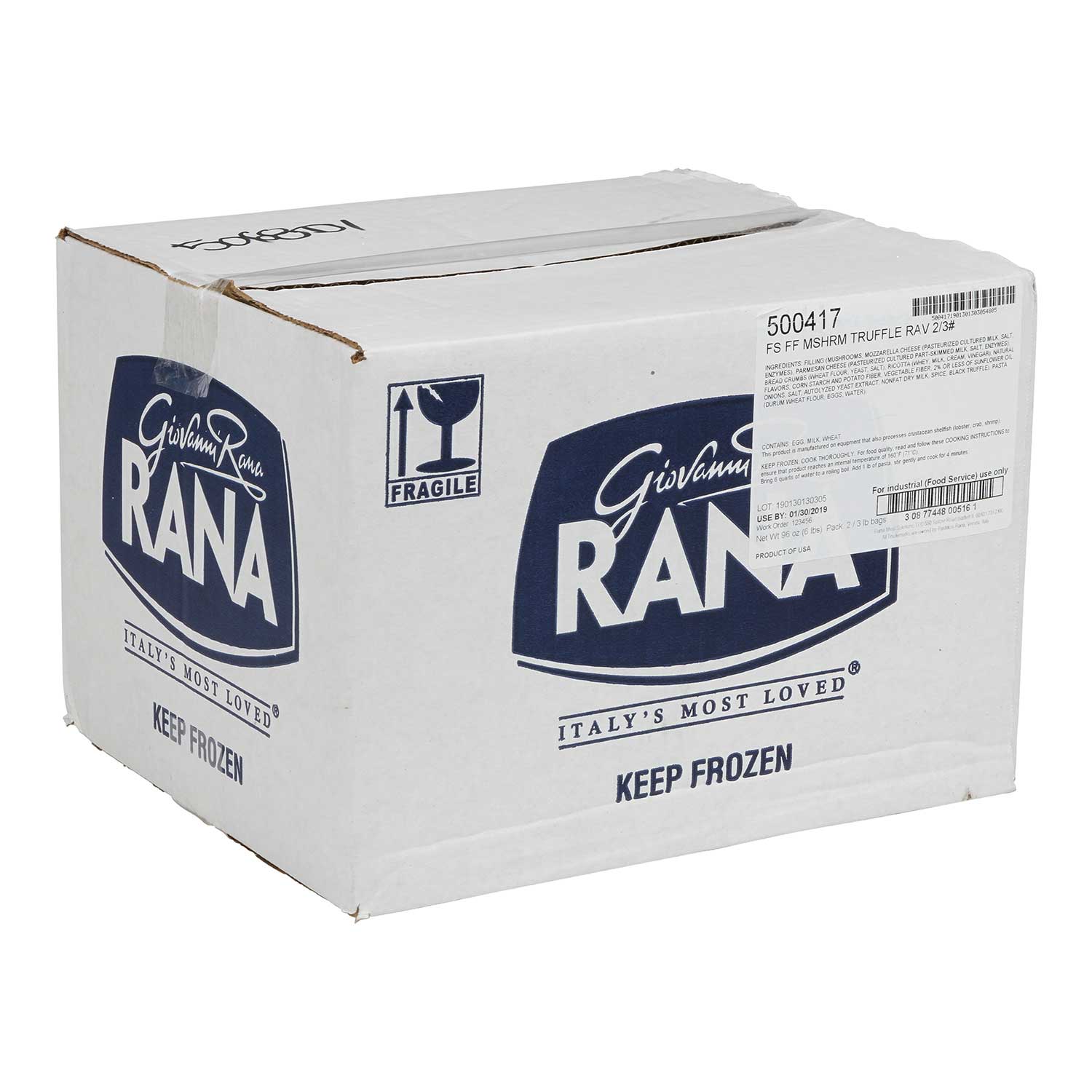 Rana Meal Solutions Fresh Frozen Mushroom Truffle Ravioli, 3 Pound