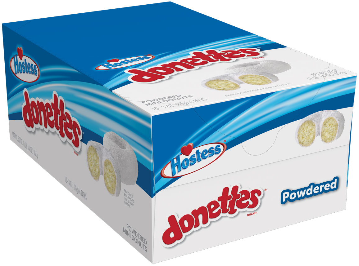 Donettes Powdered Sugar Mini, 3 Ounce -- 60 Per Case