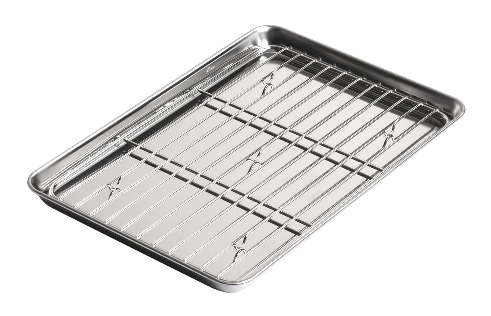 Louis Tellier 18/8 Stainless Steel Japanese Tray With Grid, 10.07 X 6.92 X 0.70 Inch