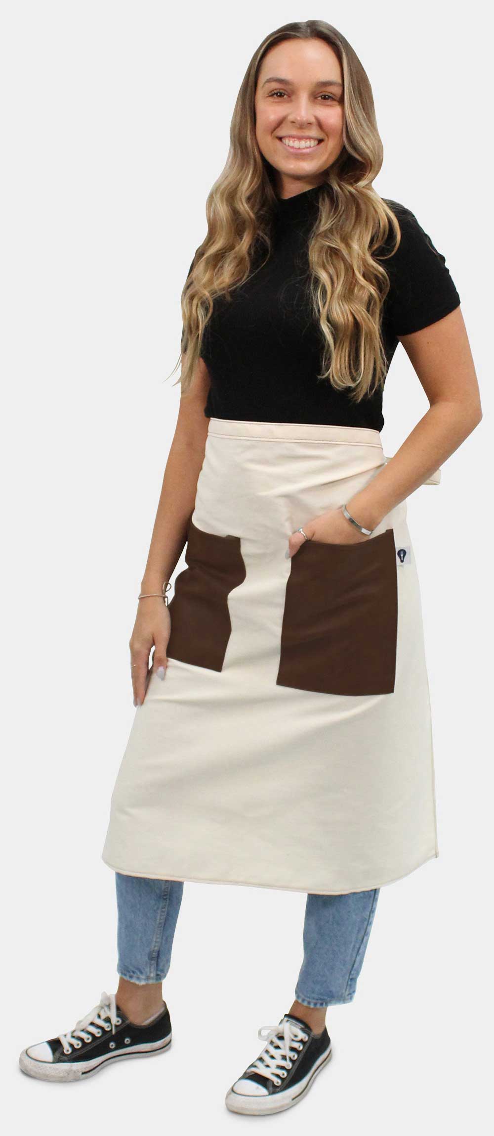 Intedge Beige/Brown Artisan Canvas with Contrasting Accents 2-Pocket Waist Apron