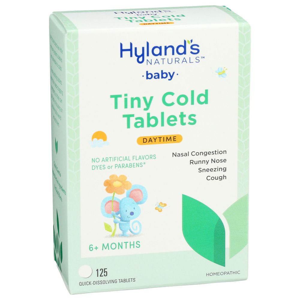 Tabletas Hyland's Naturals Baby Daytime Tiny Cold Para El Día Para Bebés, 125 Unidades