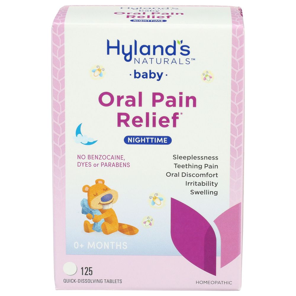 Hylands Naturals Baby Nighttime Oral Pain Relief Tablets, 125 count