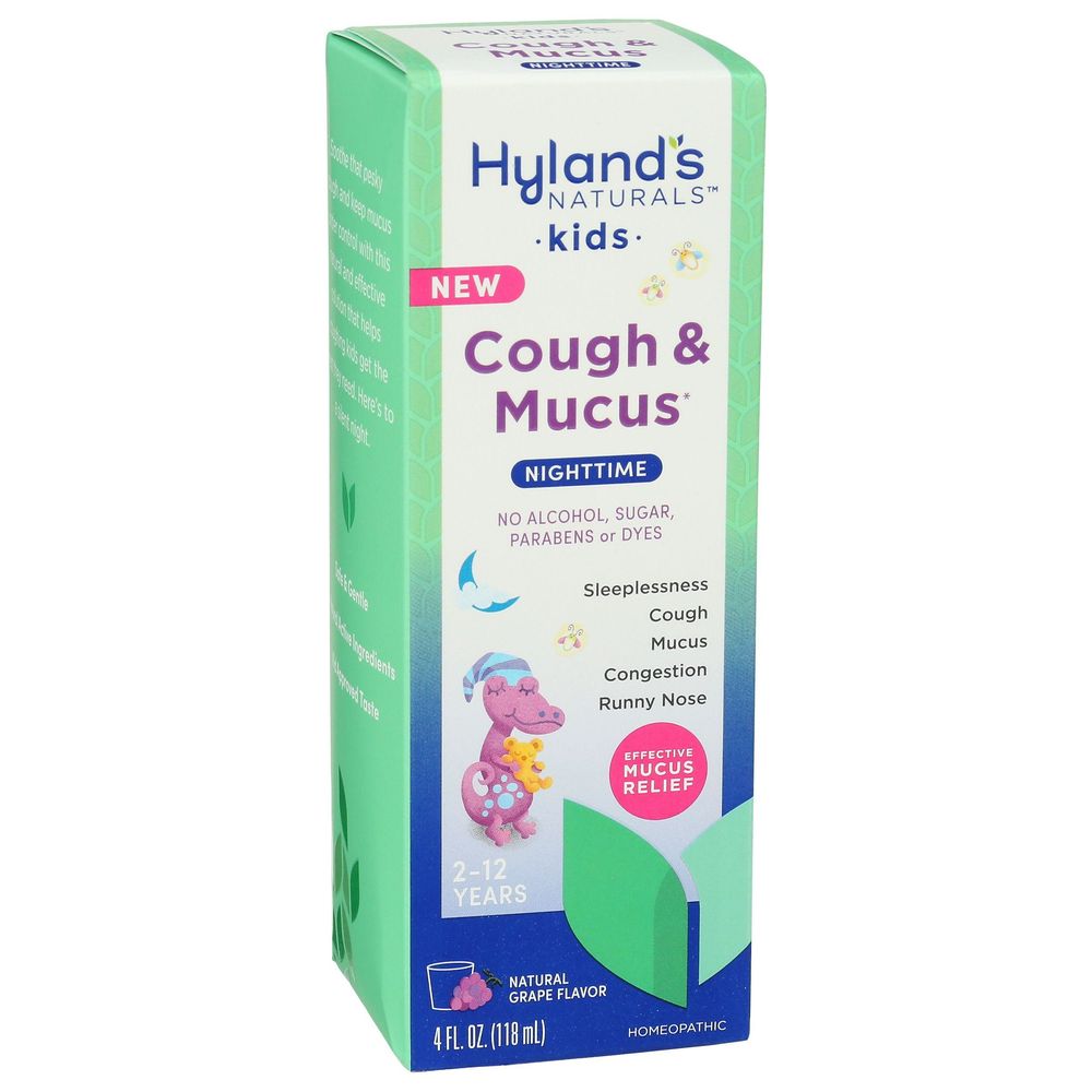 Hyland's Naturals Kids Grape Flavor Nighttime Cough And Mucus, 4 Fluid Ounce