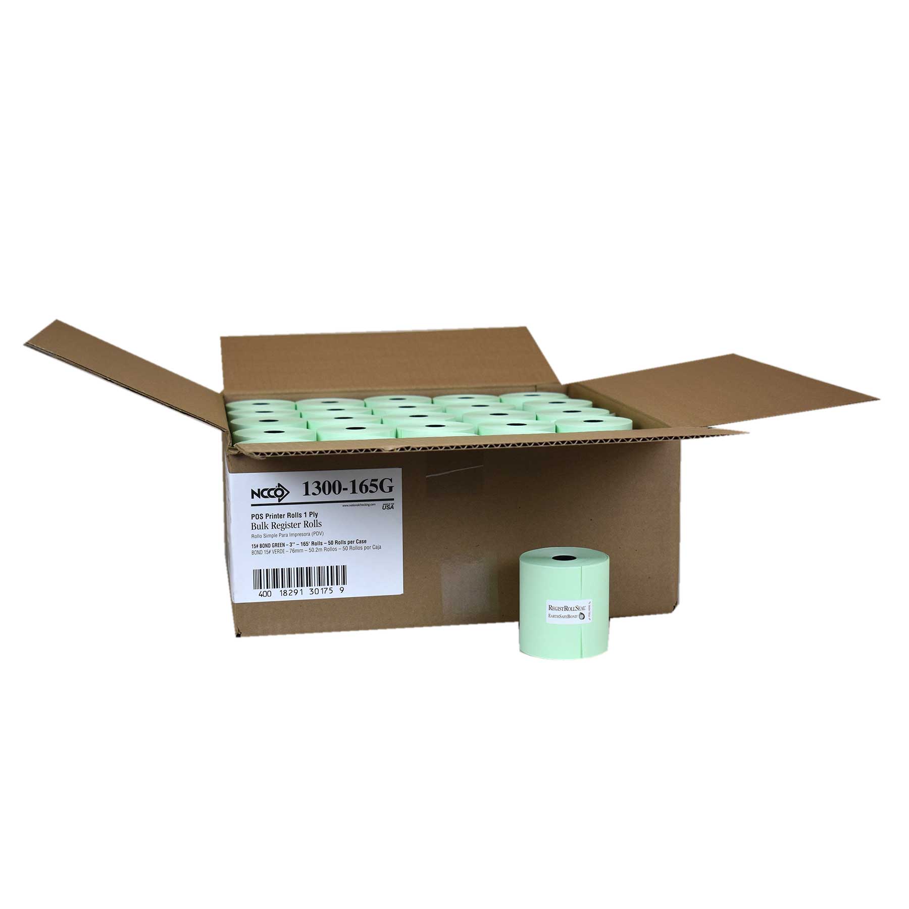 Ncco Green 1 Ply Registroll, 3 Inch X 165 Feet Bond -- 50 Per Case