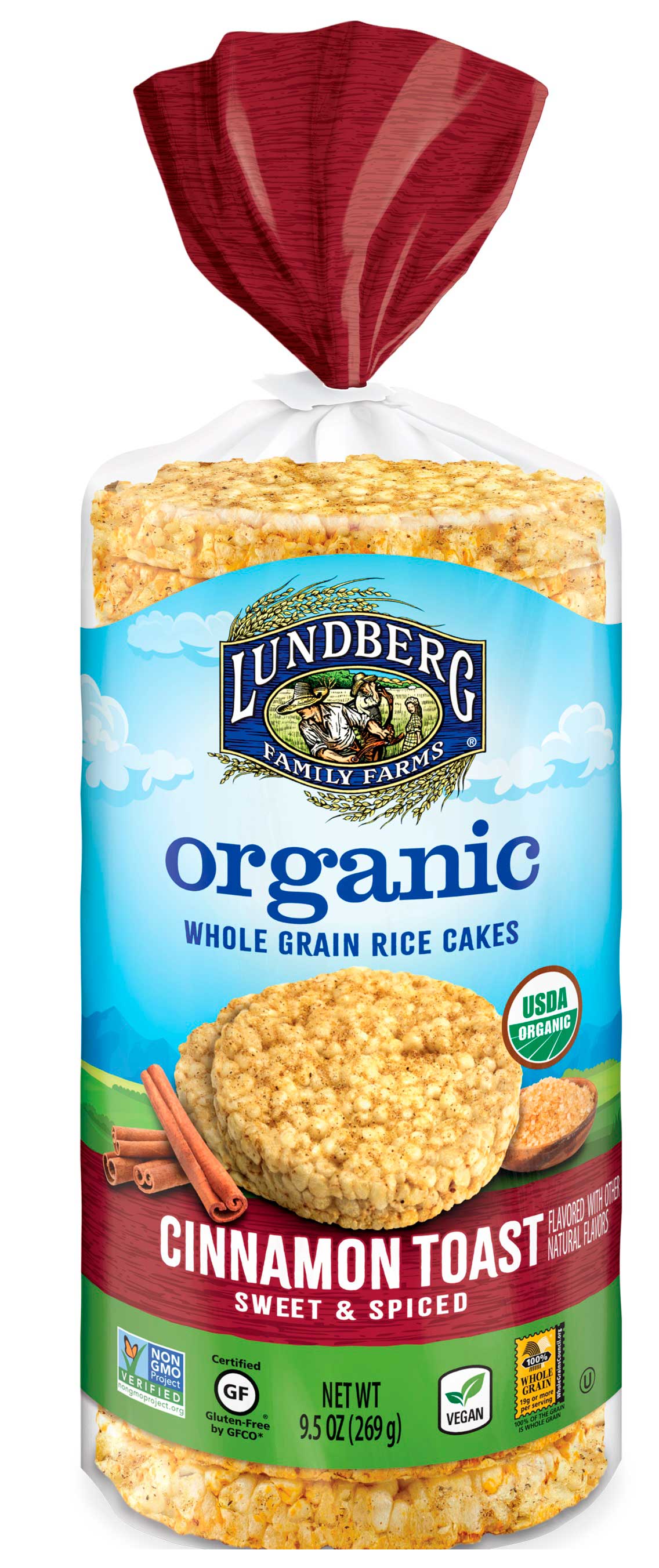 Lundberg Family Farms Cinnamon Toast Rice Cake, 9.5 Ounce -- 6 per