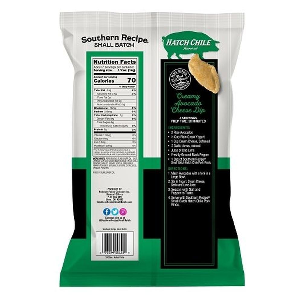 Southern Recipe Small Batch Hatch Chile Pork Rinds, 3.625 Ounce -- 6 Per Case