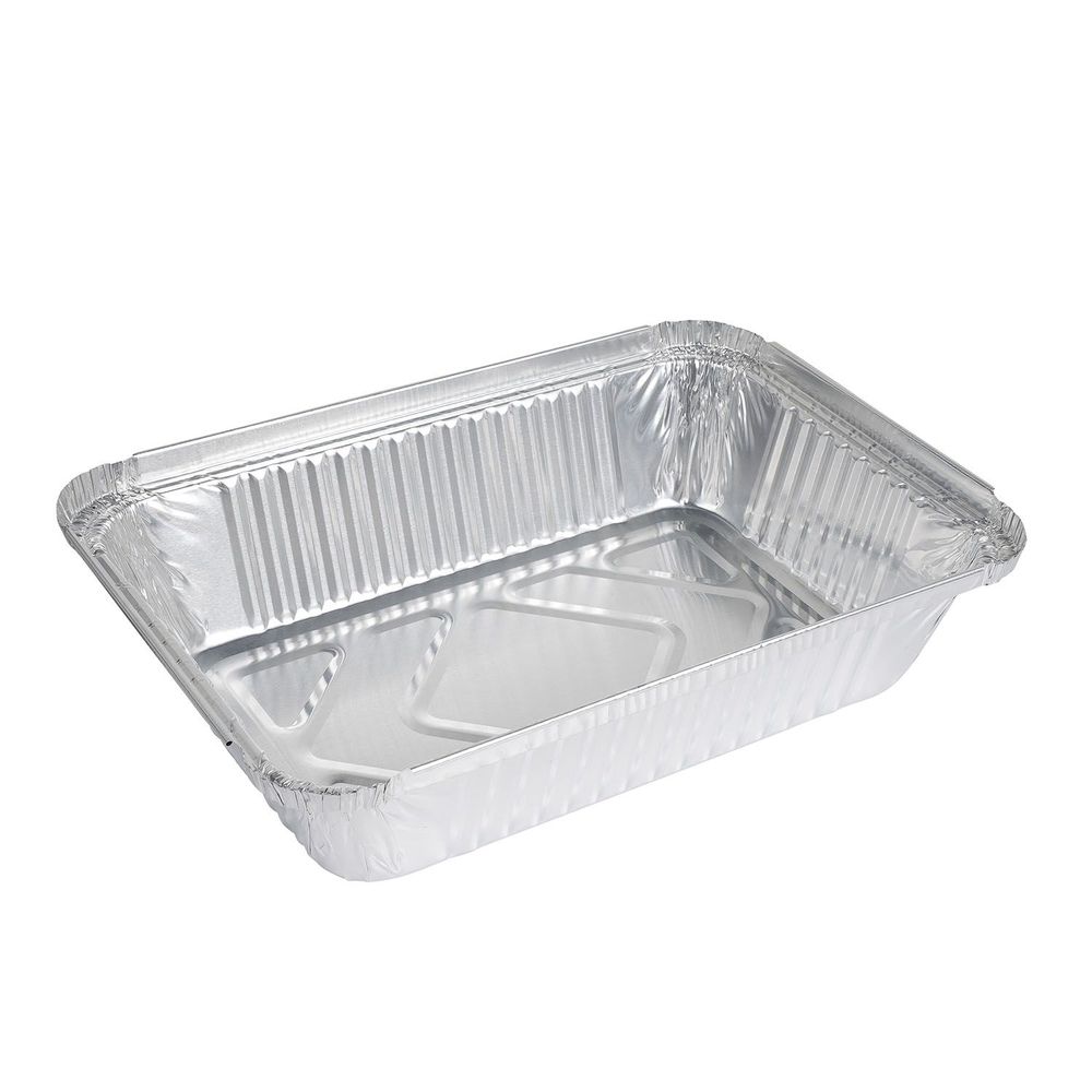 Chef's Seal Aluminum Silver Standard Weight Oblong Foil Pan, 2.25 Pound Capacity -- 500 Per Case
