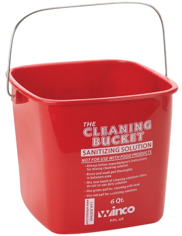 Winco Red Cleaning Bucket, 6 Quart -- 12 Per Case