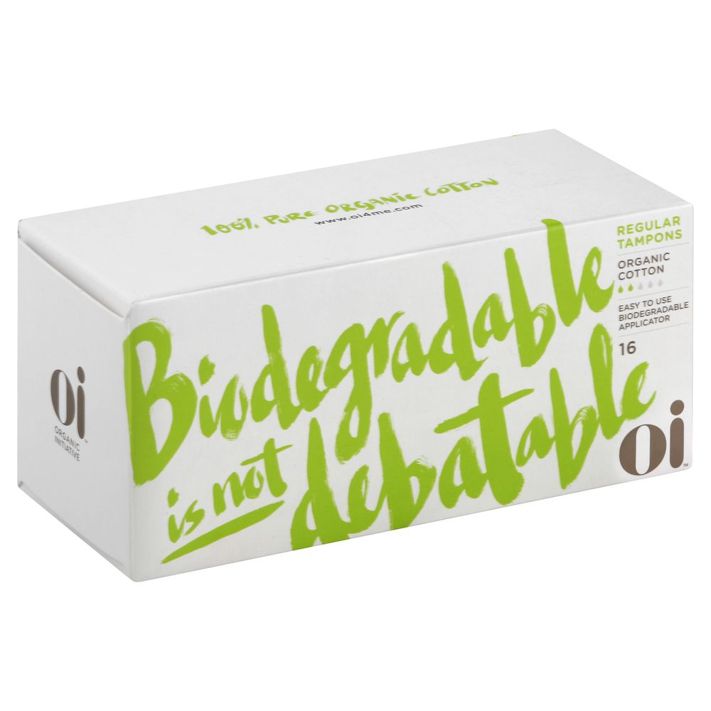 Organic Initiative Organic Cotton Regular Tampon with Cardboard Applicator, 16 count