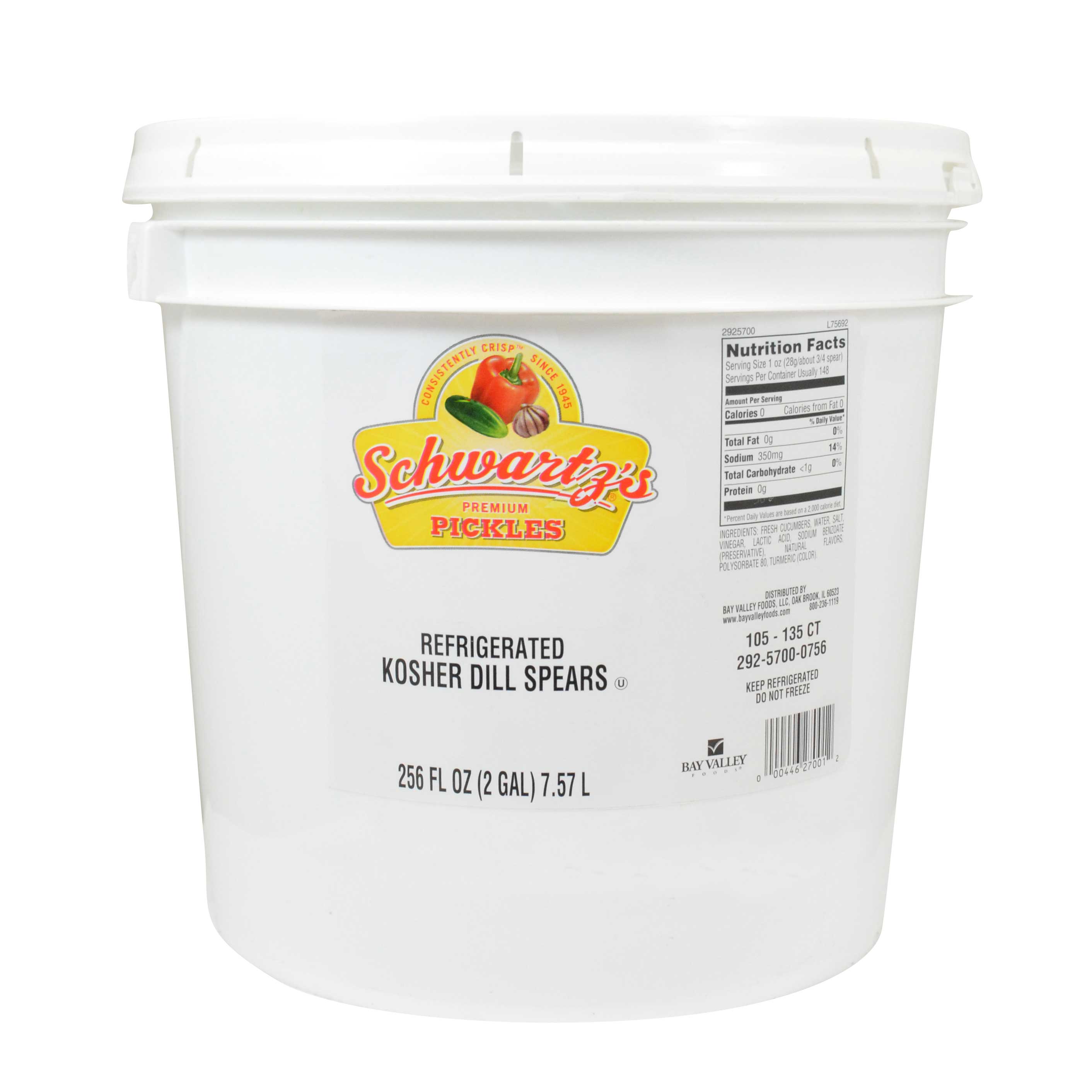 Schwartz's 700a Kosher Spear Dill Pickle, 2 Gallon