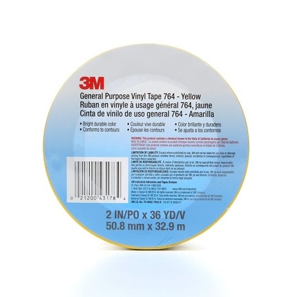 3m Yellow 5 Mil General Purpose Vinyl Tape, 2 Inch X 36 Yard -- 24 Per Case