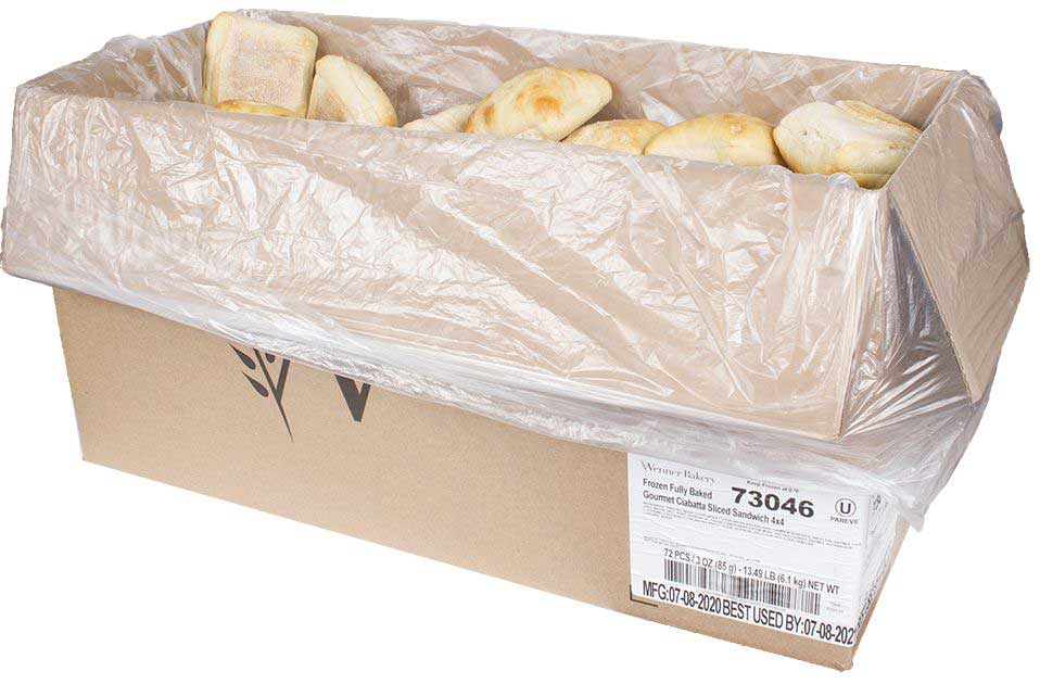Wenner Bakery Fully Baked Gourmet Ciabatta Sliced Sandwich Roll, 3.1 Ounce -- 72 Per Case