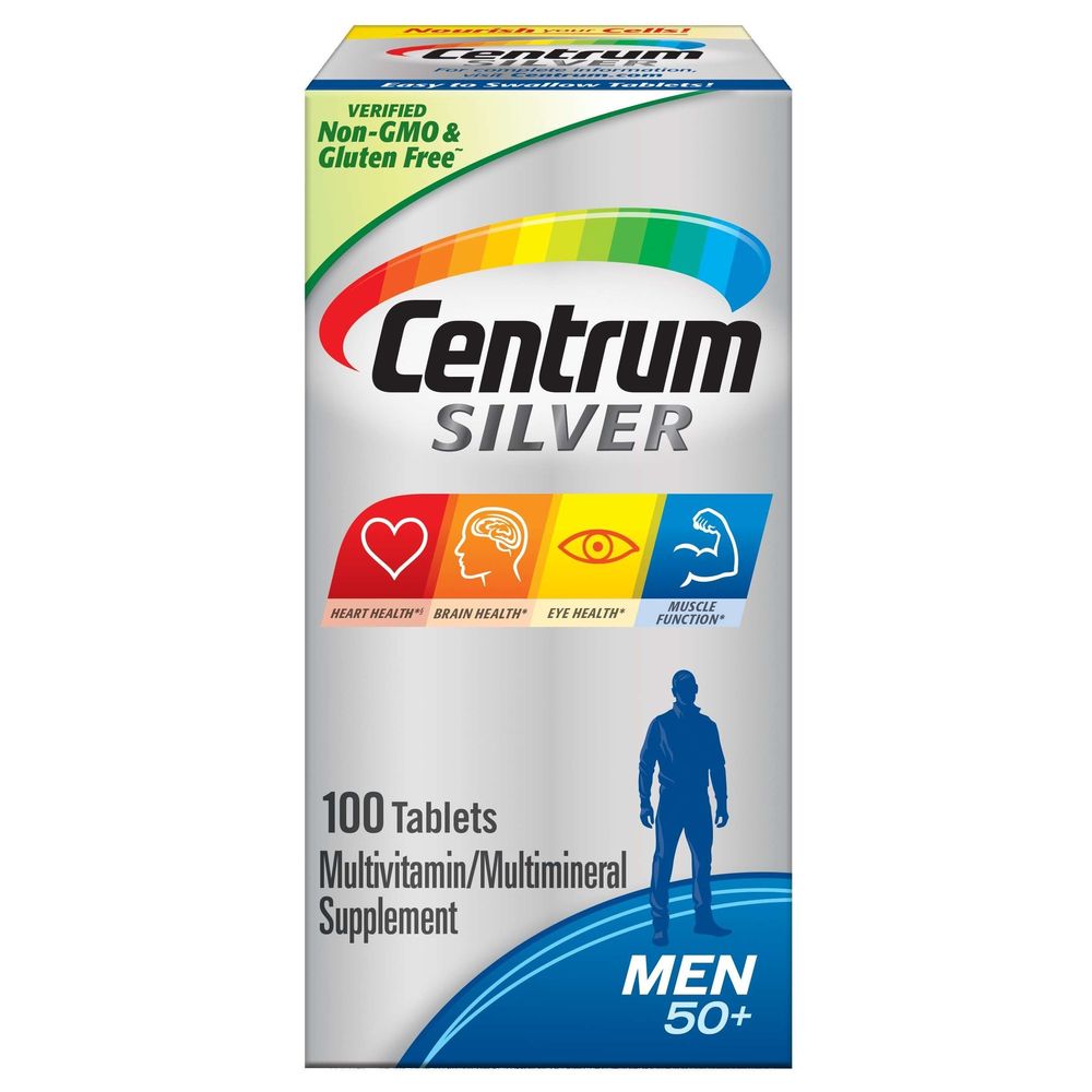 Centrum Silver Mens 50 Plus Multivitamin Tablet, 100 Count -- 12 Per Case