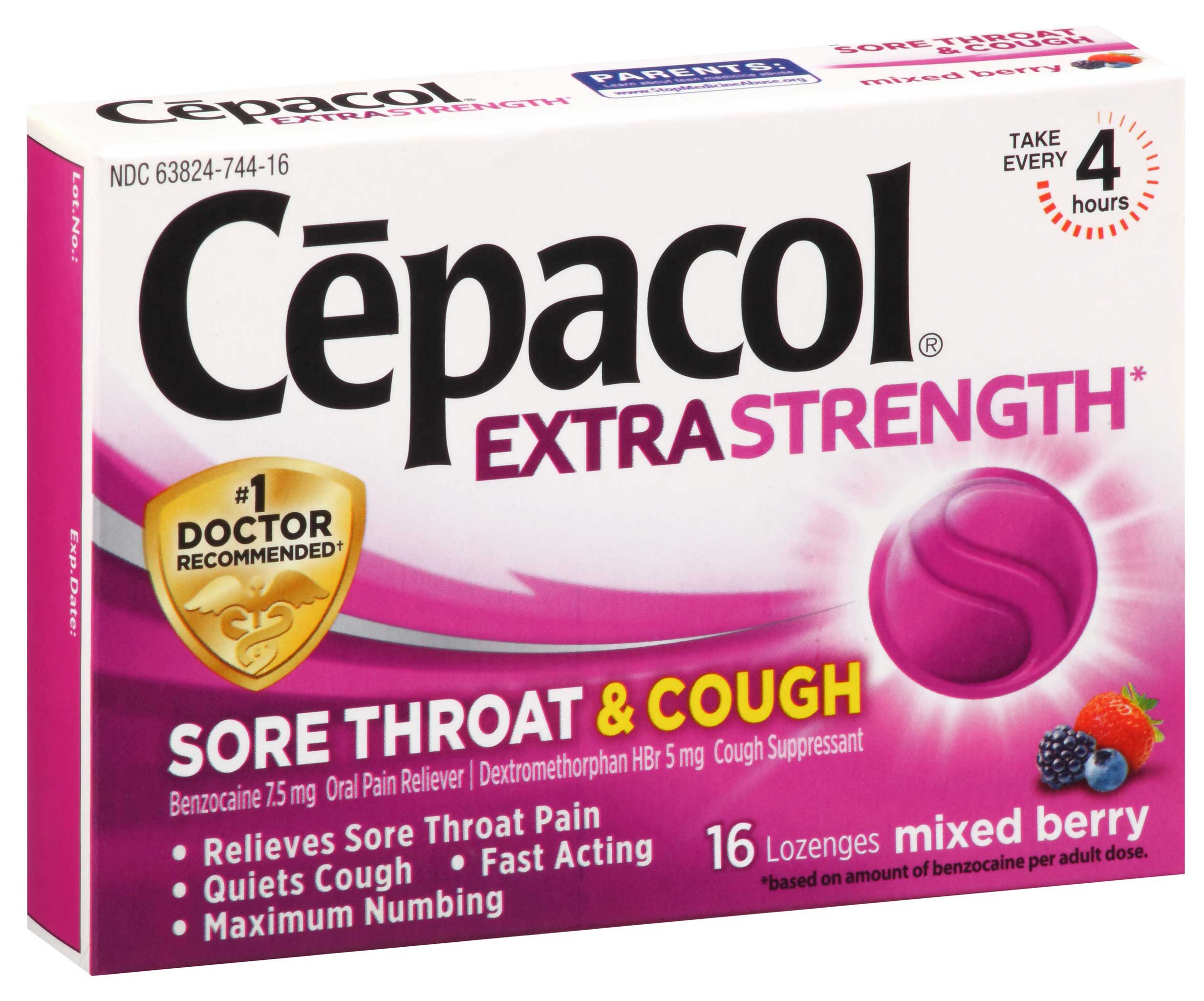 Cepacol Extra Strength Mixed Berry Sore Throat and Cough Lozenges, 16 ...