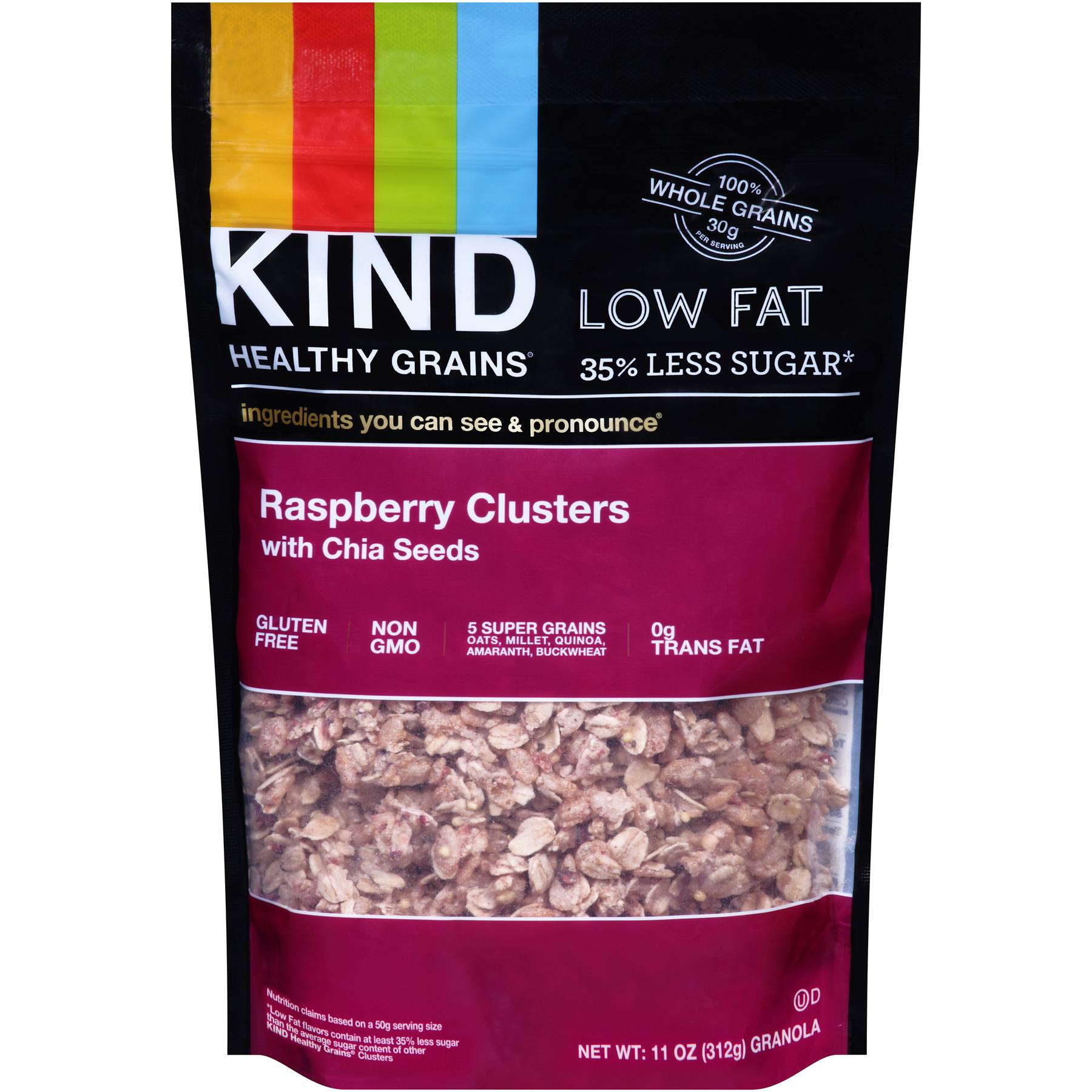 Kind Healthy Snacks Raspberry Clusters With Chia Seed, 11 Ounce -- 6 Per Case