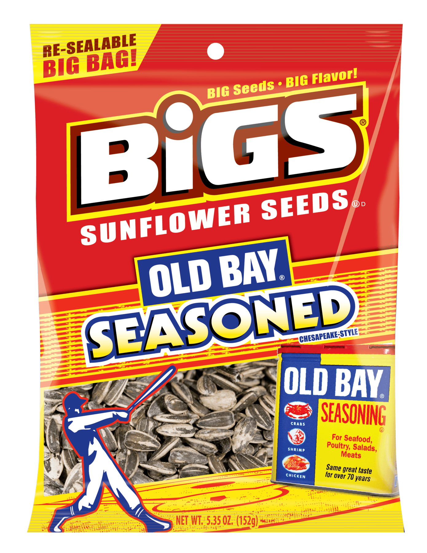 Bigs Old Bay Catch Of The Day Seasoned Sunflower Seeds, 5.35 Ounce -- 12 Per Case