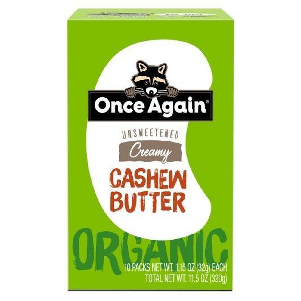 Once Again Nut Butter Organic Unsweetened Creamy Cashew Butter, Squeeze Pack, 1.15 Ounce -- 60 Per Case