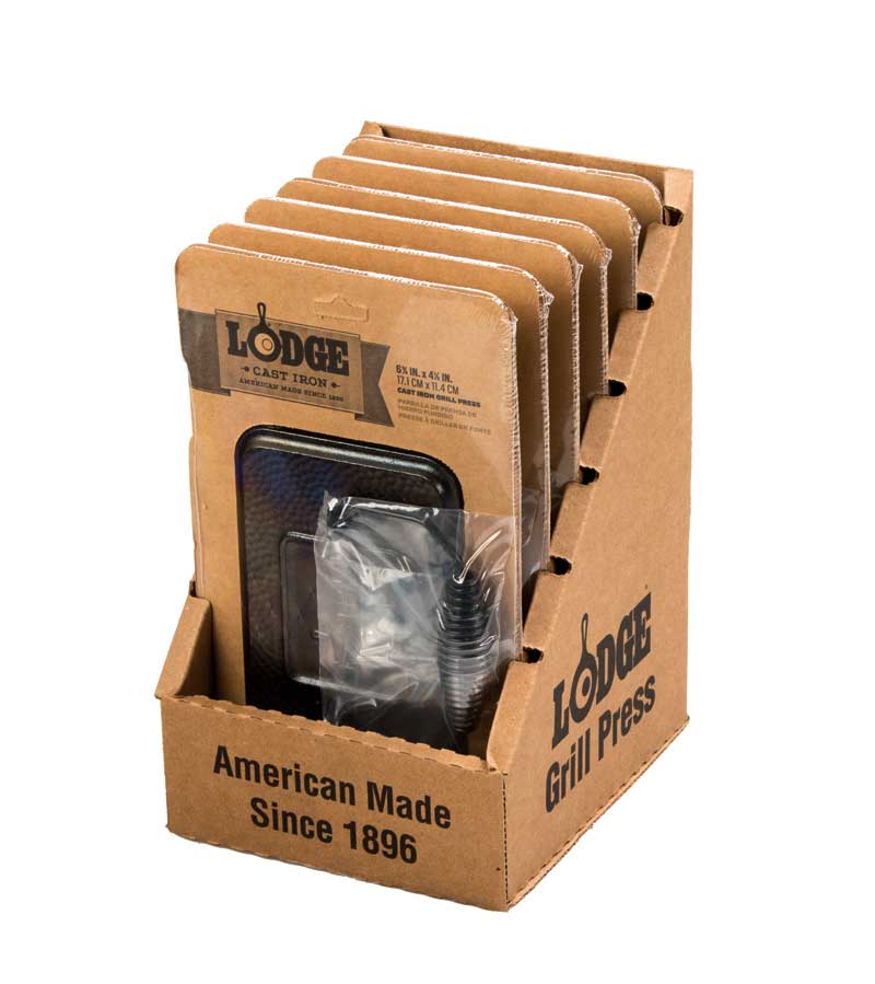 Lodge Preseasoned Rectangular Cast Iron Grill Press -- 6 Per Case