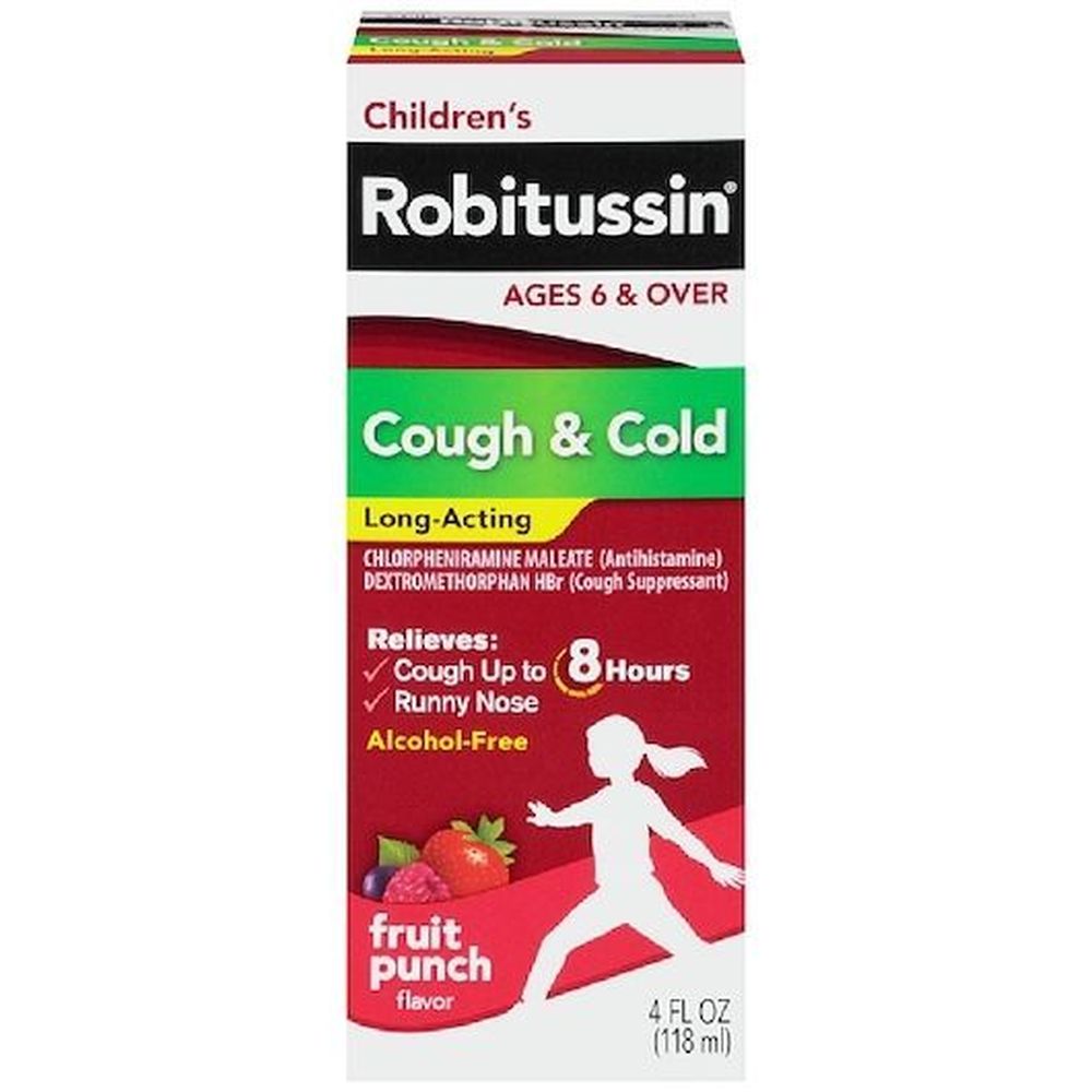 Children's Robitussin Fruit Punch Flavor Cough And Cold Syrup, 4 Ounce Bottle -- 24 Per Case