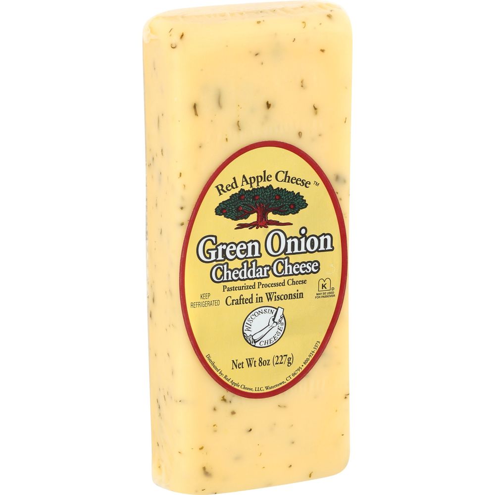 Red Apple Cheese Green Onion Cheddar Cheese, 8 Ounce -- 12 Per Case