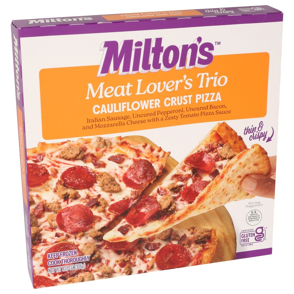 Milton's Meat Lovers Trio Cauliflower Crust Pizza, 10.8 Ounce -- 8 Per Case