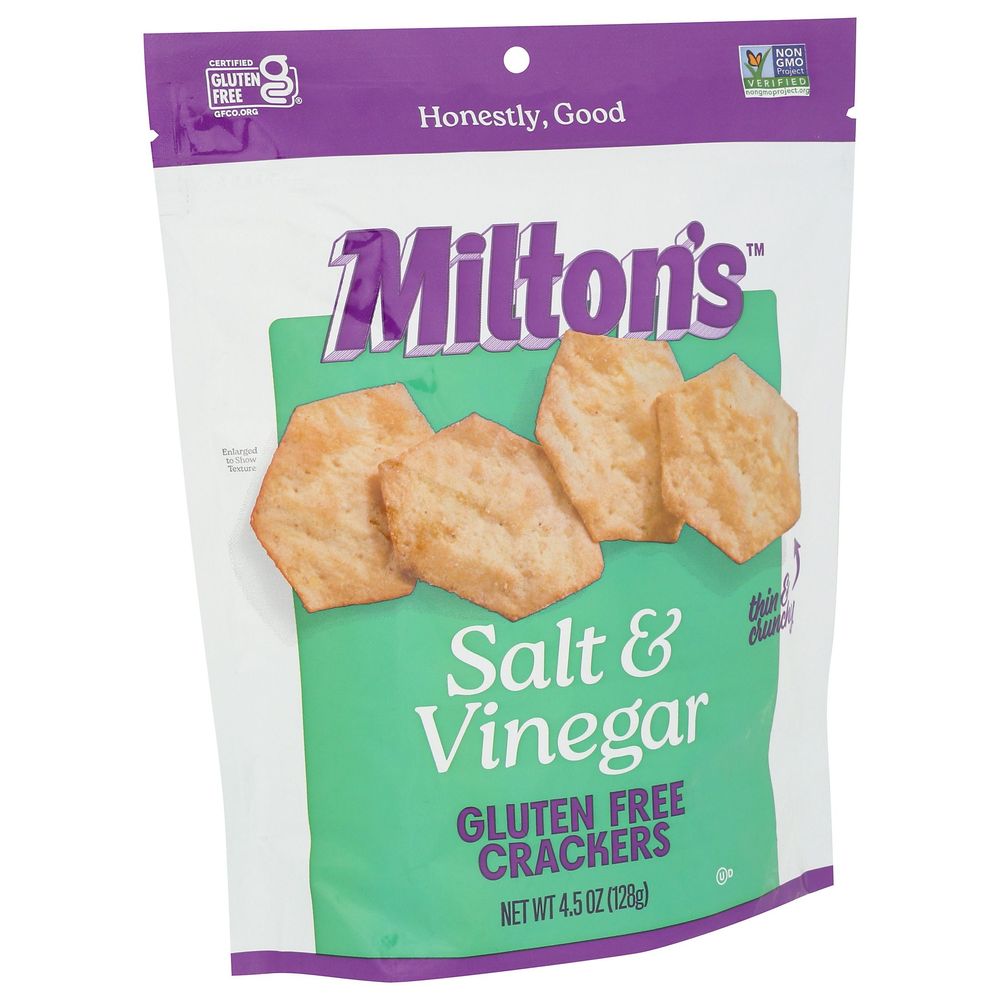 Milton's Gluten Free Salt And Vinegar Cracker, 4.5 Ounce -- 12 Per Case