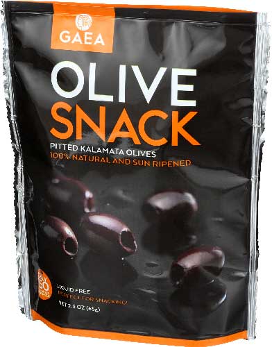 Gaea Pitted Kalamata Olives, Snack Pack, 2.3 Ounce -- 8 Per Case