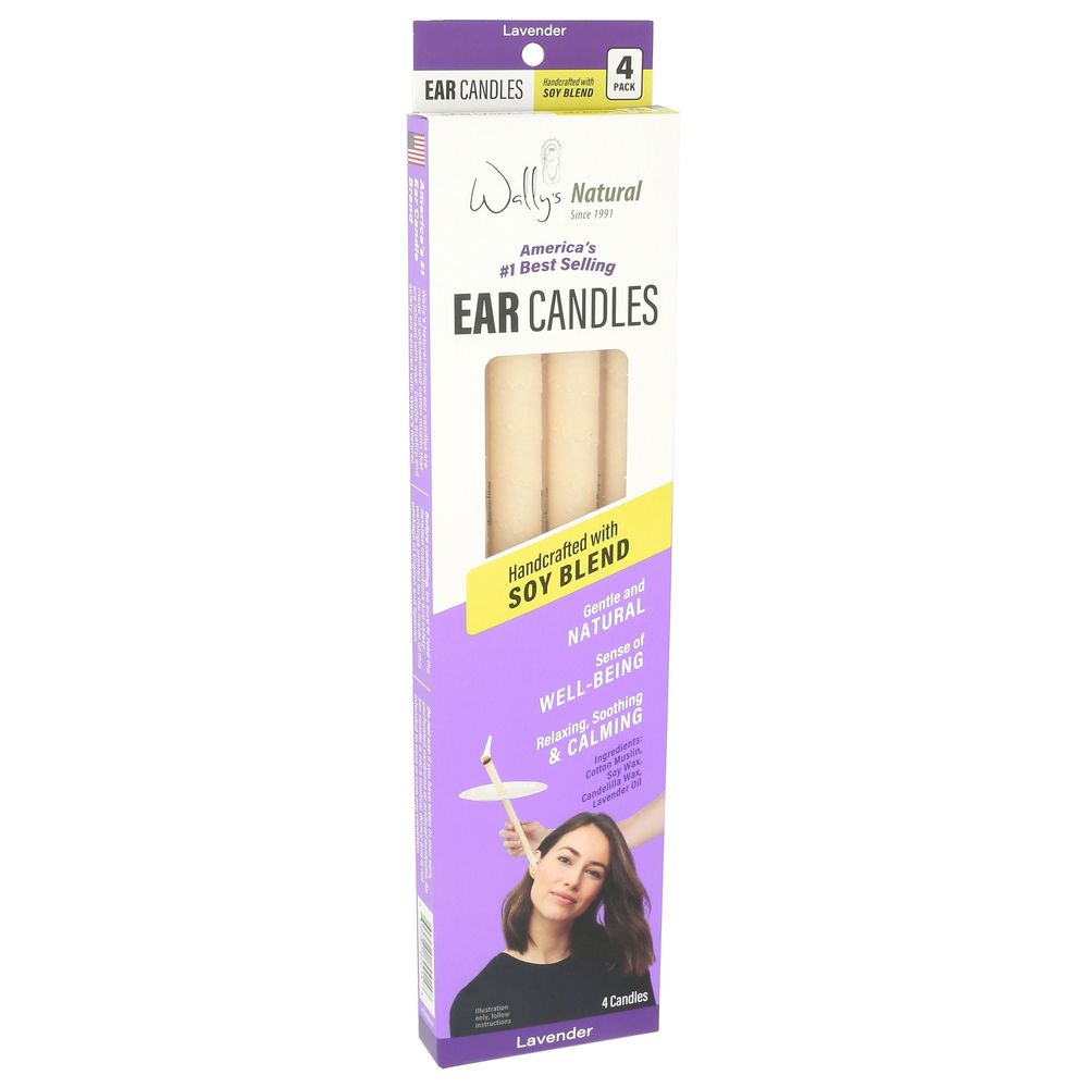 Wally's Natural Lavender Soy Ear Candles, 4 Count