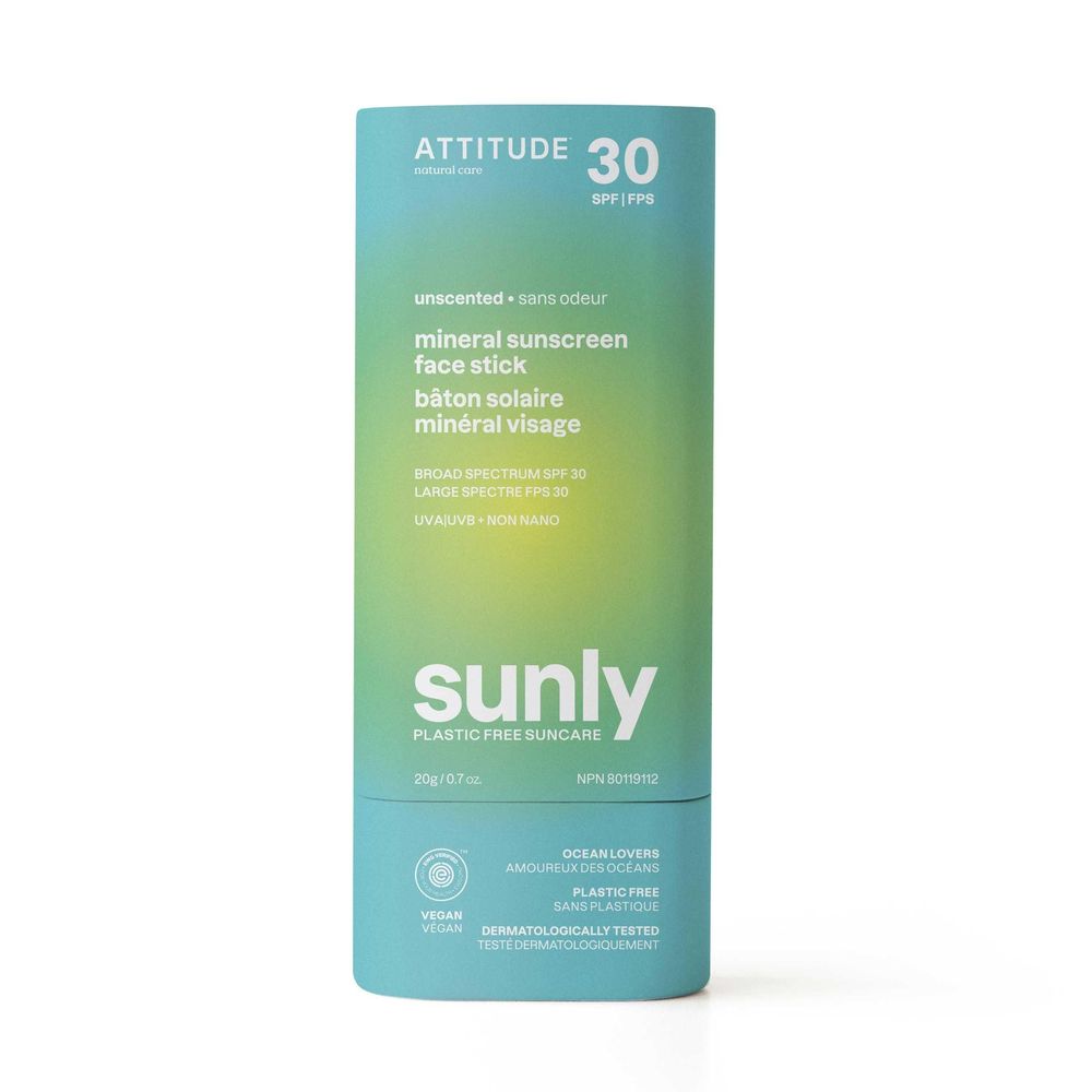 Attitude Spf 30 Unscented Sunly Sunscreen Face Stick, 0.7 Ounce