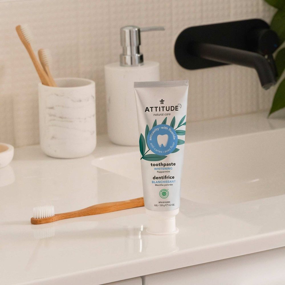 Attitude Peppermint Whitening Adult Toothpaste With Fluoride, 4.2 Ounce