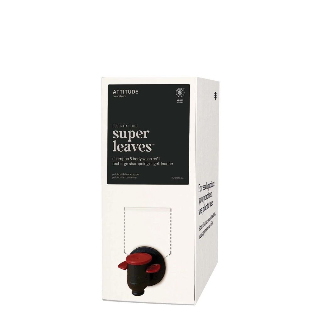 Attitude Super Leaves Pachulí Y Pimienta Negra Champú Y Gel De Baño 2 En 1, 67.6 Onza Líquida