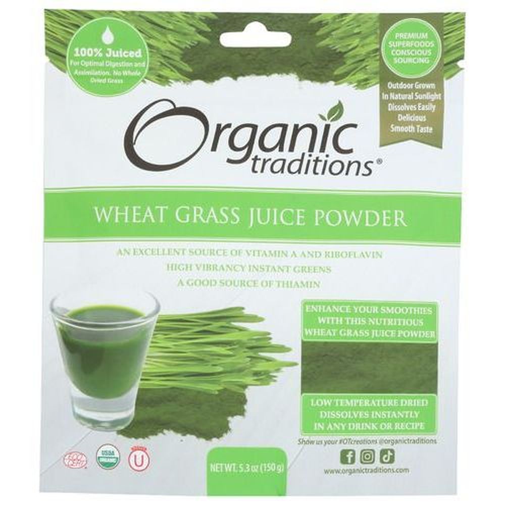 Organic Traditions Wheat Grass Juice Powder, 5.3 Ounce