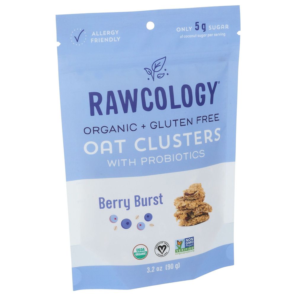 Rawcology Organic Berry Burst Oat Clusters With Probiotics, 3.2 Ounce -- 6 Per Case