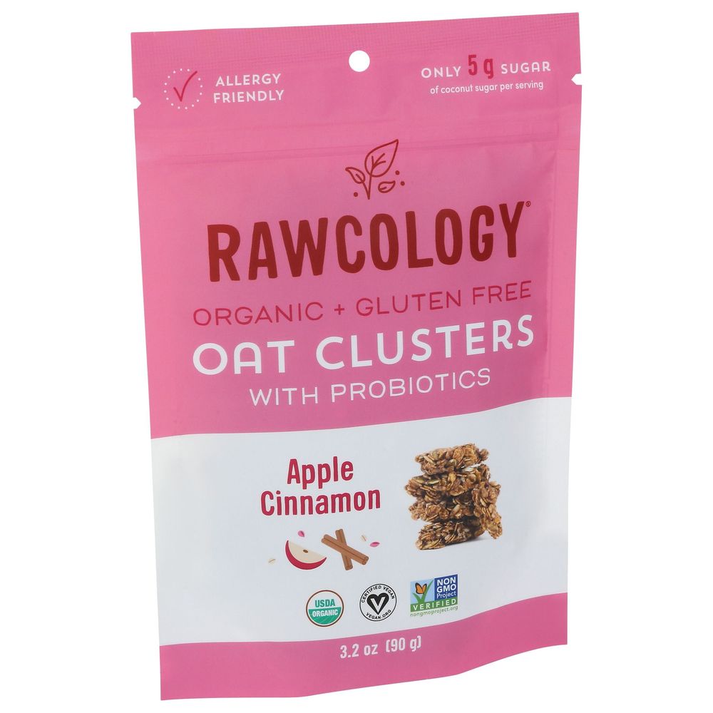 Rawcology Organic Apple Cinnamon Oat Clusters With Probiotics, 3.2 Ounce -- 6 Per Case