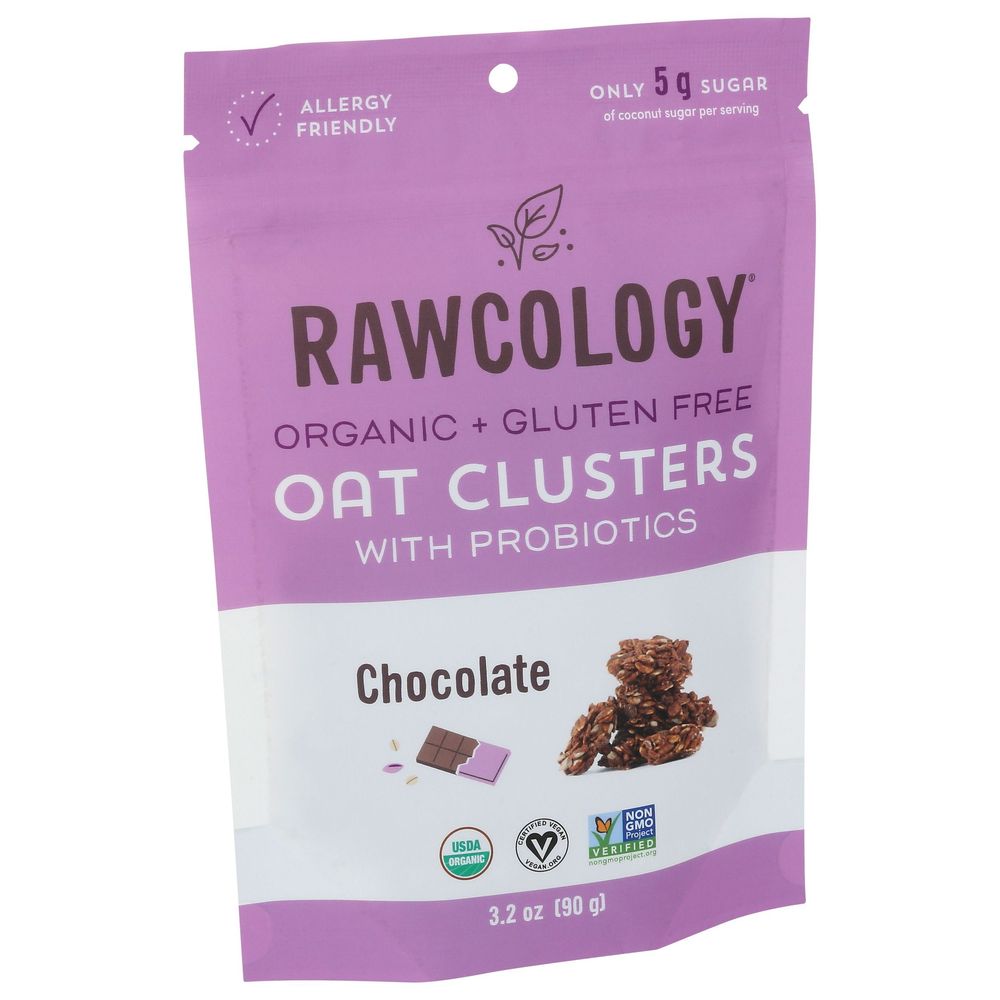 Rawcology Organic Chocolate Oat Clusters With Probiotics, 3.2 Ounce -- 6 Per Case