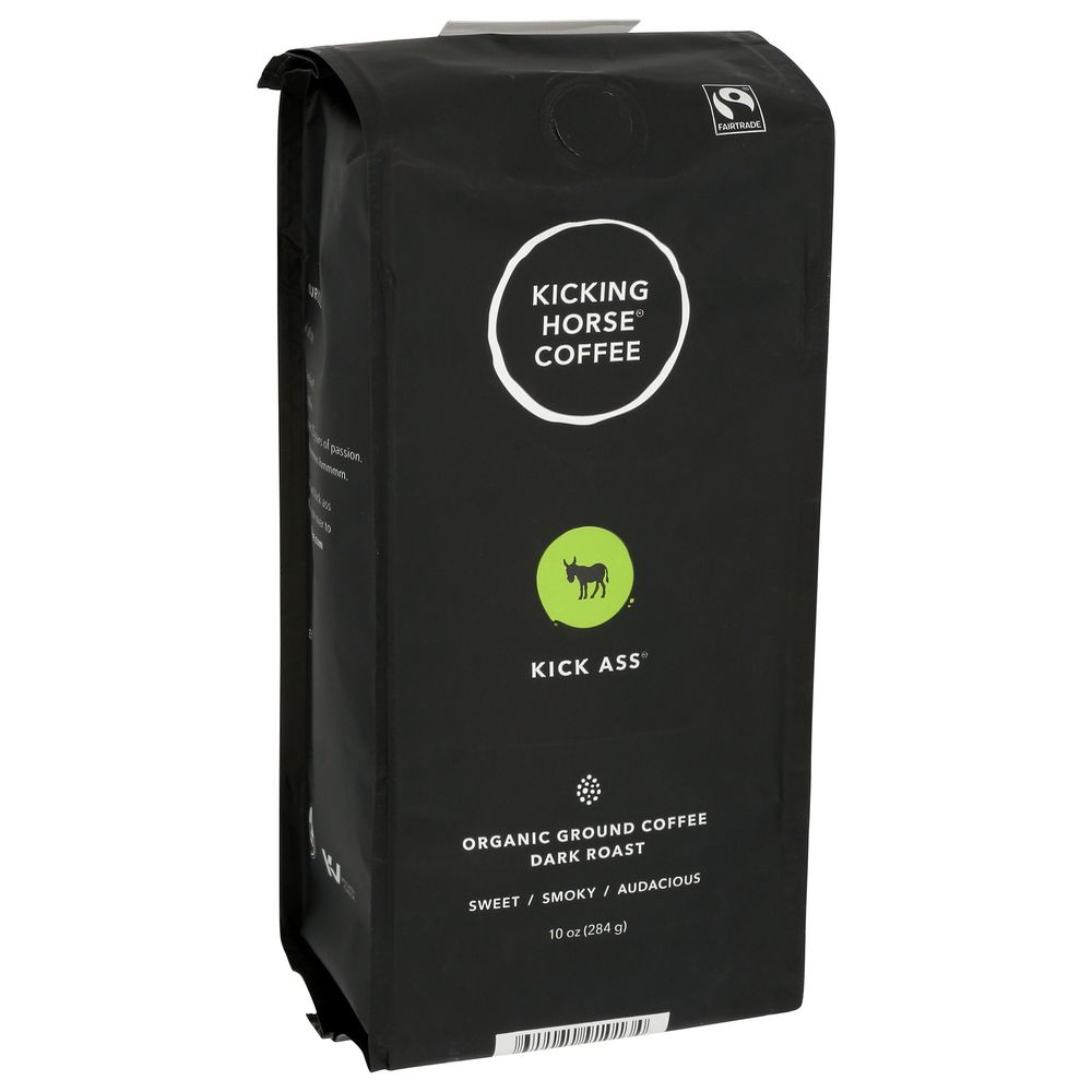 Kicking Horse Kick Ass Organic Dark Roast Whole Bean Coffee, 10 Ounce -- 6 Per Case