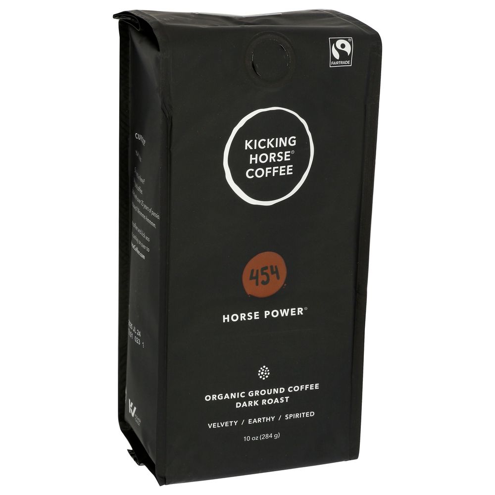 Kicking Horse 454 Horse Power Organic Dark Roast Whole Bean Coffee, 10 Ounce -- 6 Per Case