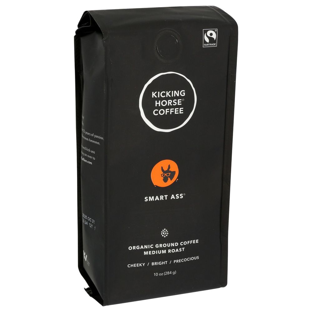 Kicking Horse Smart Ass Organic Medium Roast Ground Coffee, 10 Ounce -- 6 Per Case
