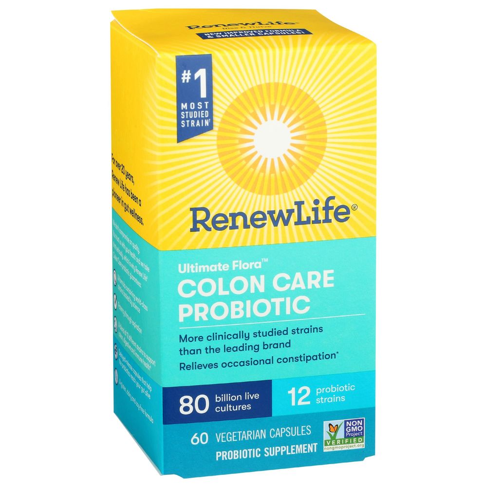 Renewlife Ultimate Flora Probiotic Colon Care Probiotic Supplement Vegetarian Capsules, 60 Count -- 6 Per Case