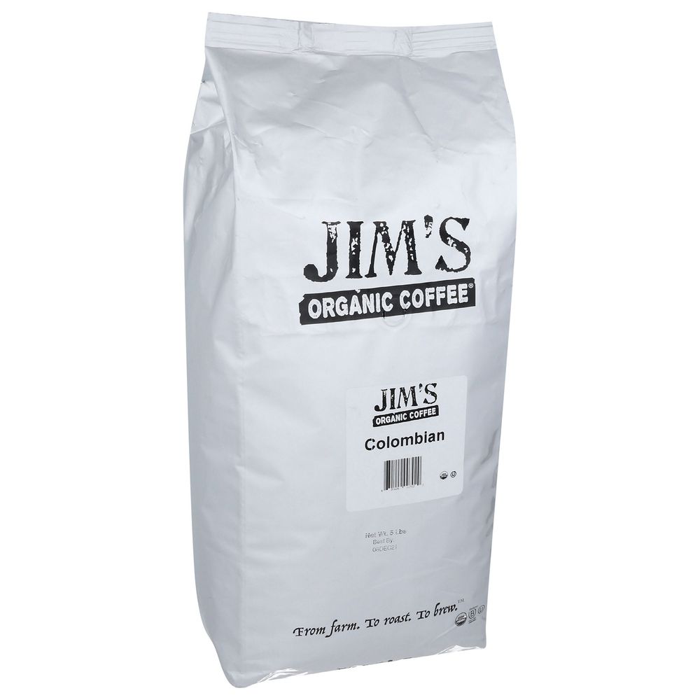 Jims's Organic Colombian Santa Marta Montesierra Whole Bean Coffee, 5 Pound