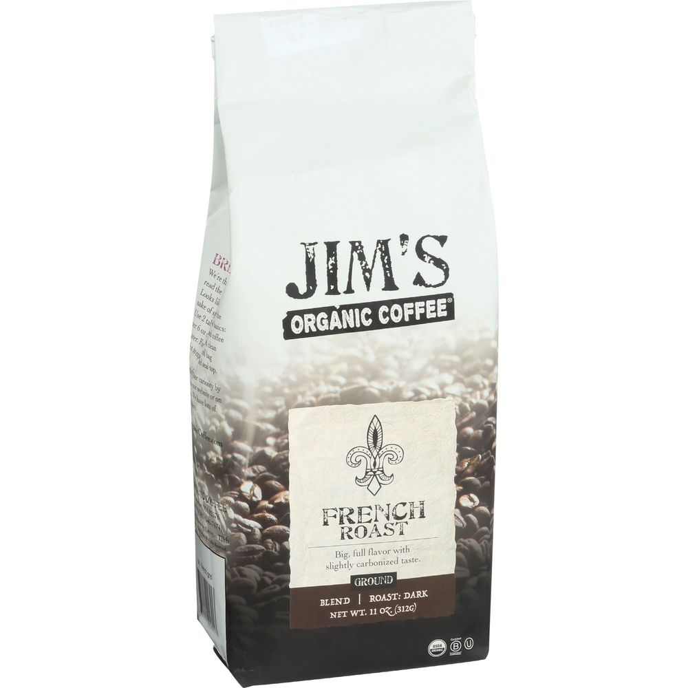 Jims's Organic French Roast Ground Coffee, 11 Ounce -- 6 Per Case