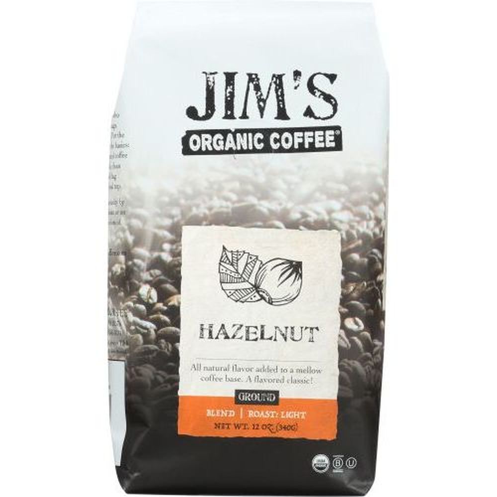 Jims's Organic Hazelnut Ground Coffee, 12 Ounce -- 6 Per Case
