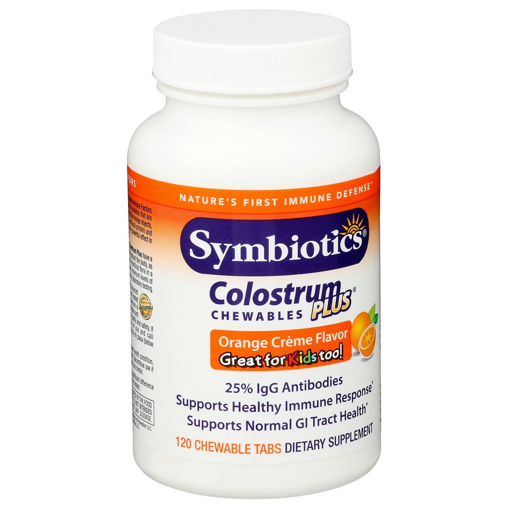Symbiotics Colostrum Plus Orange Creme Chewable Tablets, 120 Count