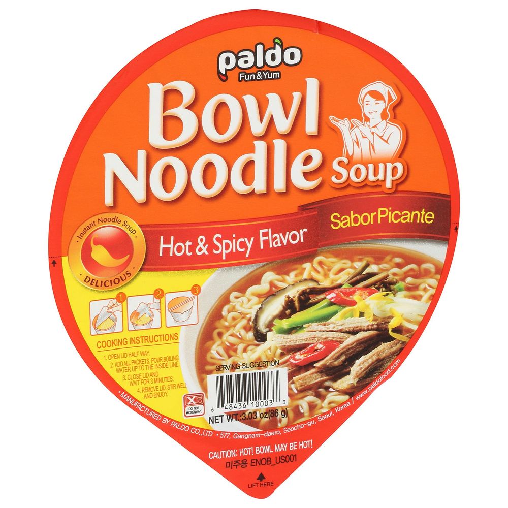 Paldo Hot And Spicy Bowl Noodle Soup, 3.03 Ounce -- 12 Per Case