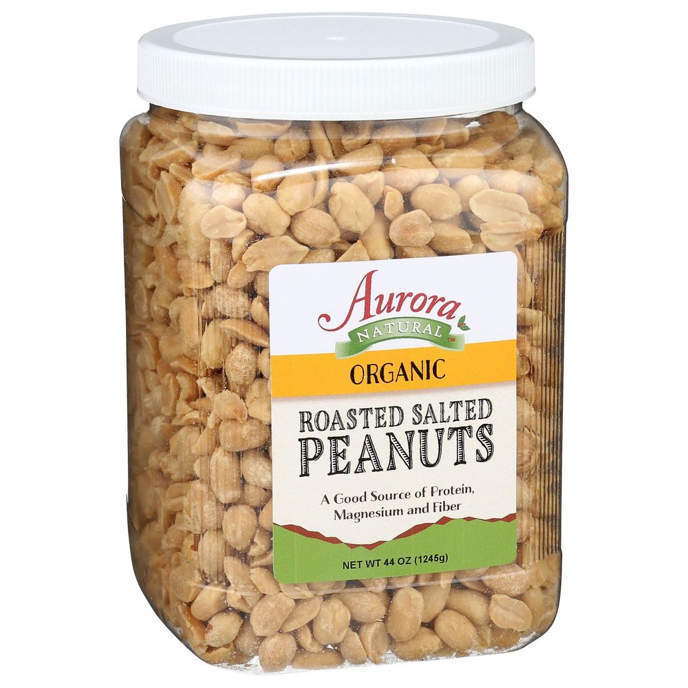 Aurora Natural Organic Roasted Salted Peanuts, 44 Ounce -- 6 Per Case