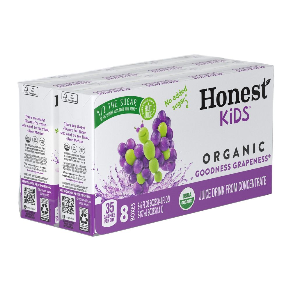 Honest Kids Organic Goodness Grapeness Juice, 6 Fluid Ounce -- 40